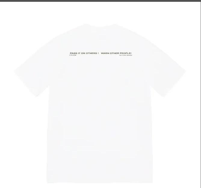 S Short T-shirt L Black Logo Banner M sleeved Warning XL Tee 22FW White and Warning 0920